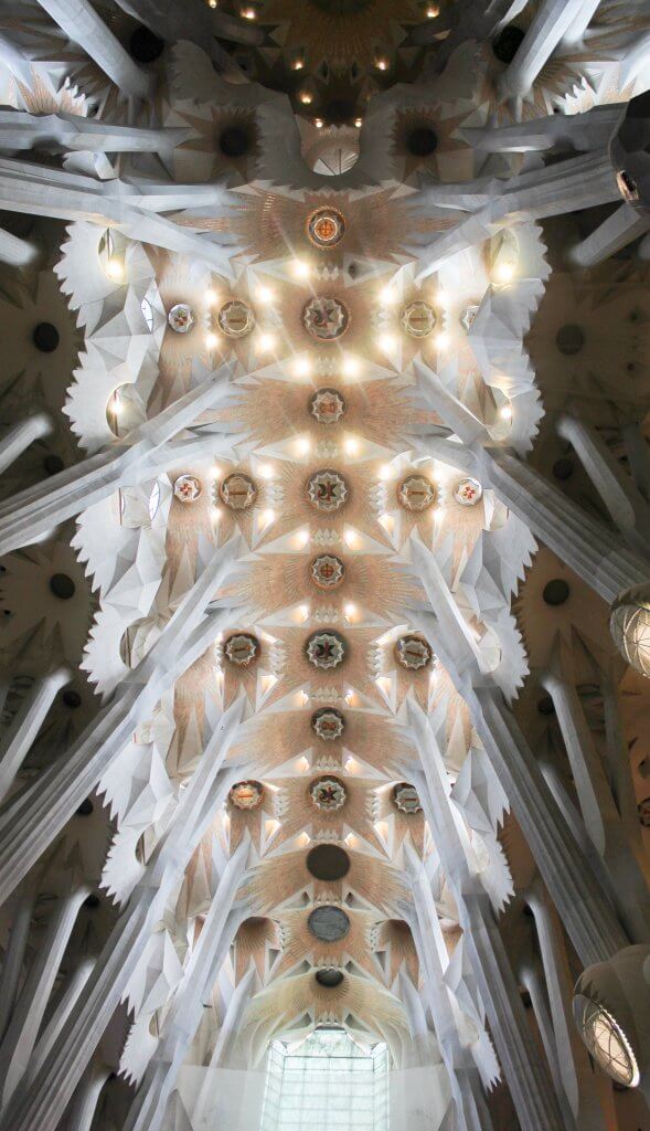 Sagrada Familia Interior Columns Reaching Toward Ceiling