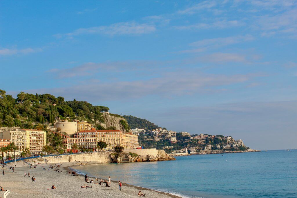 Beach in Nice, France on the Mediterranean Sea