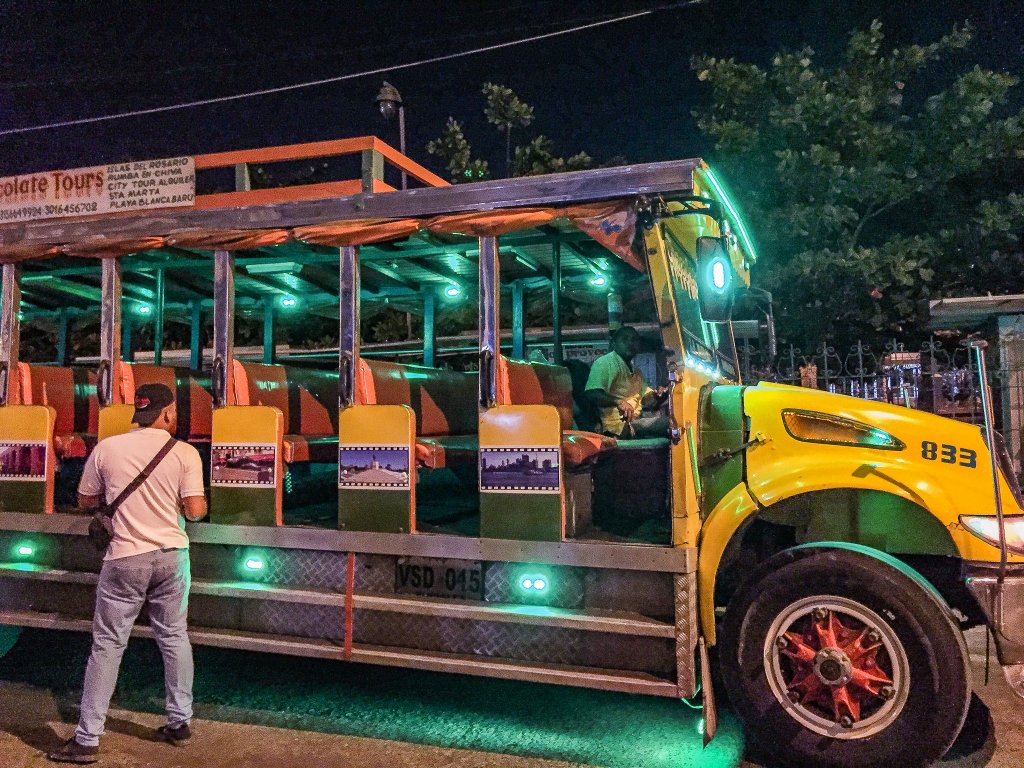 Things to do in Cartagena - Chivas bus tour nighttime