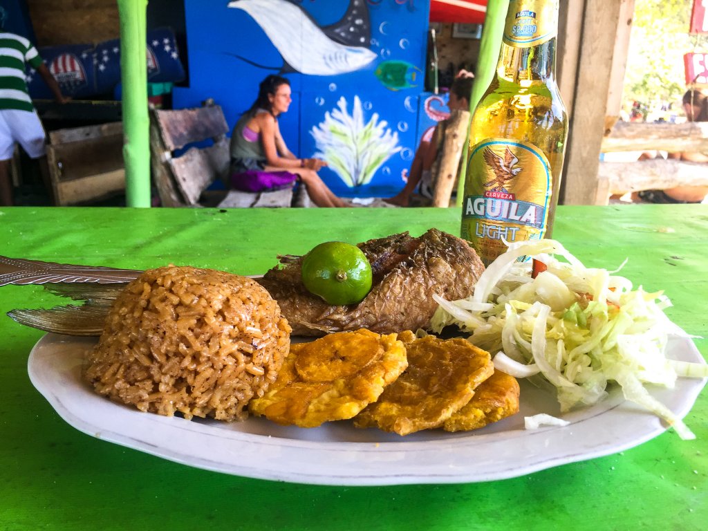 Colombian coconut rice served with fish